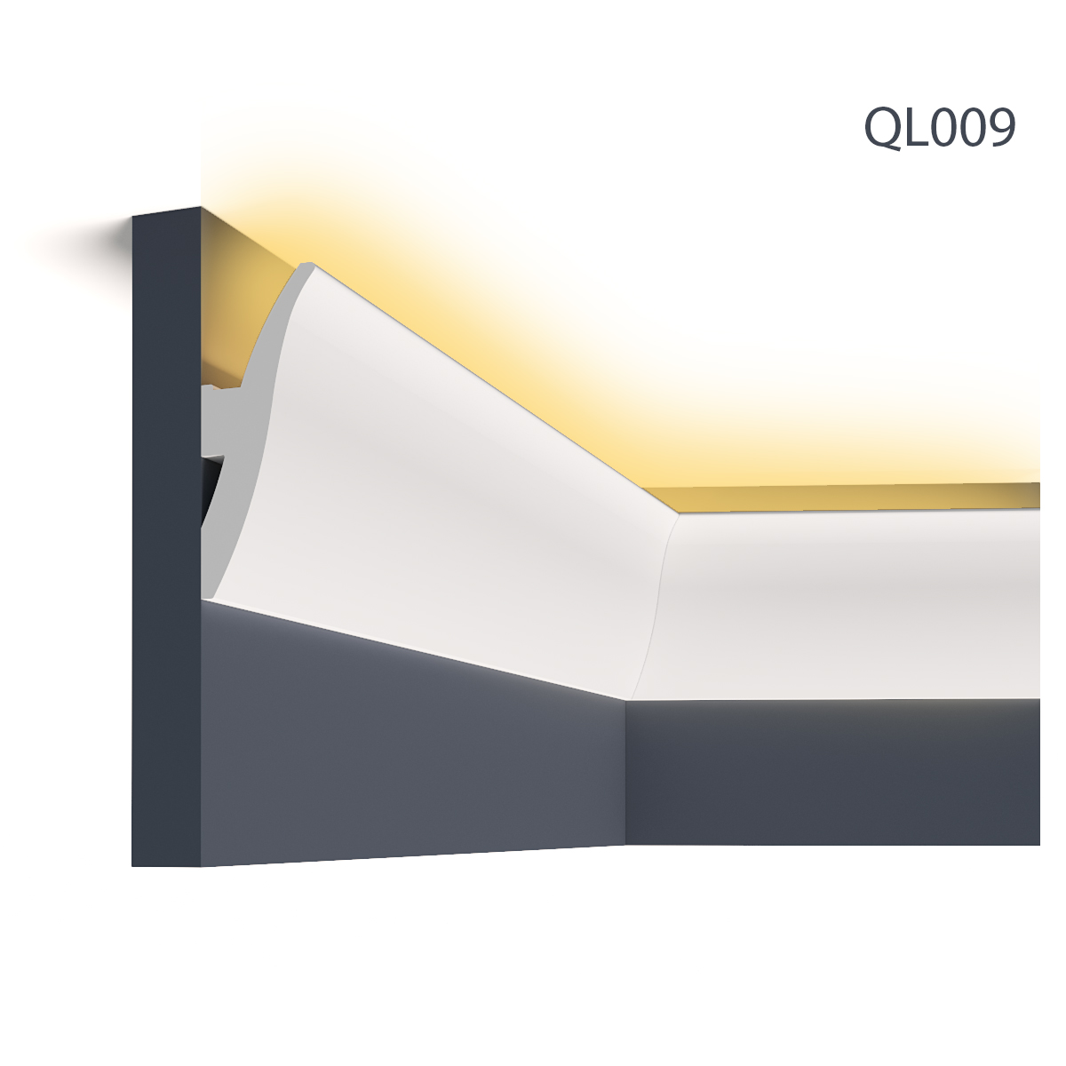Cornisa decorativa pentru led ql009, 200 x 12 x 4.7 cm, mardom decor 